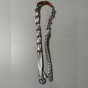 Fossil Silver Knotted Woven Leather Braided Belt Size Large NWT